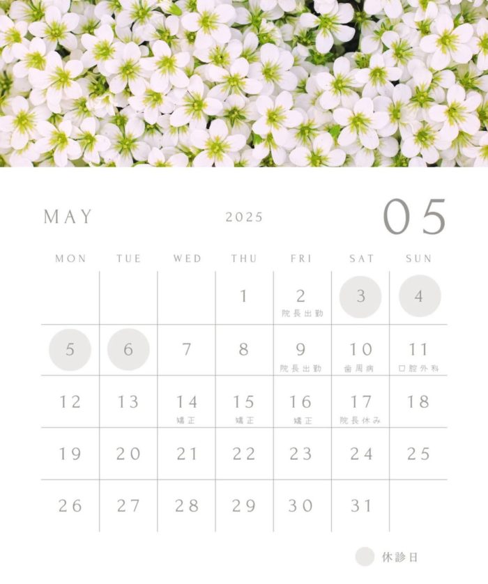 大和田おか歯科医院の5月の予定